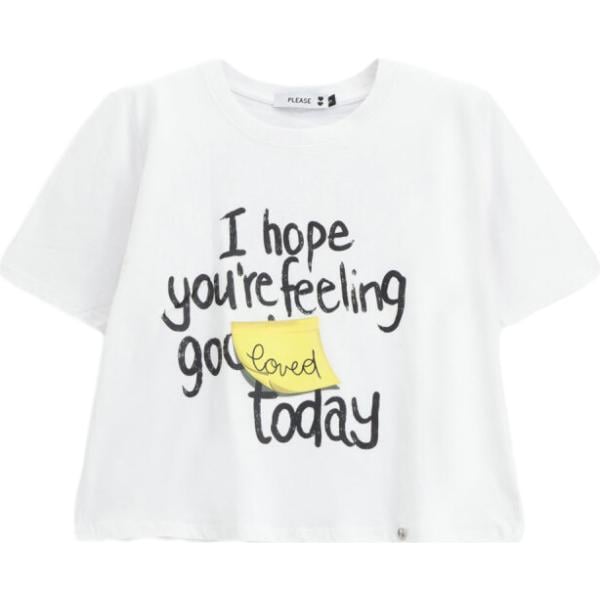 t-shirt Please bianco con stampe