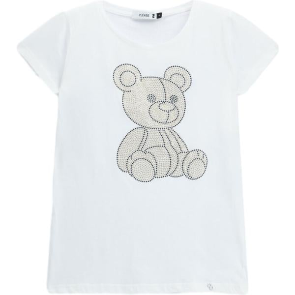 t-shirt Please bianco con stampe