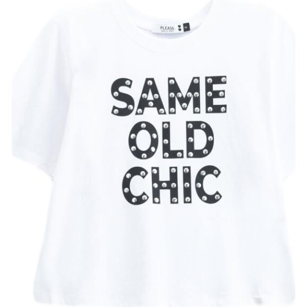 t-shirt Please bianco con stampe