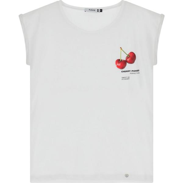 t-shirt Please bianco con stampe