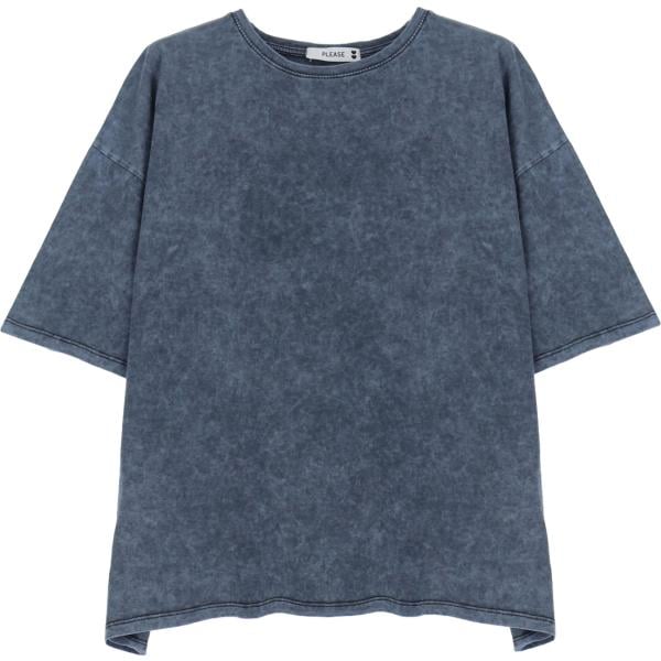t-shirt Please blu con stampe