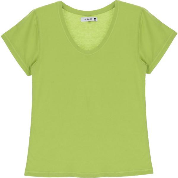 t-shirt Please verde tinta unita