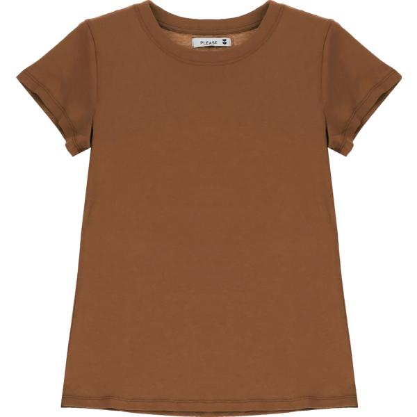 t-shirt Please marrone tinta unita