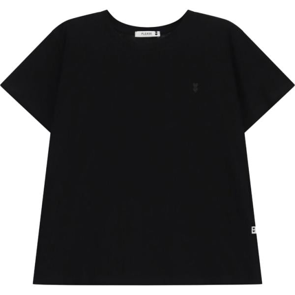 T-shirt da donna in nero pece girocollo in denim Please