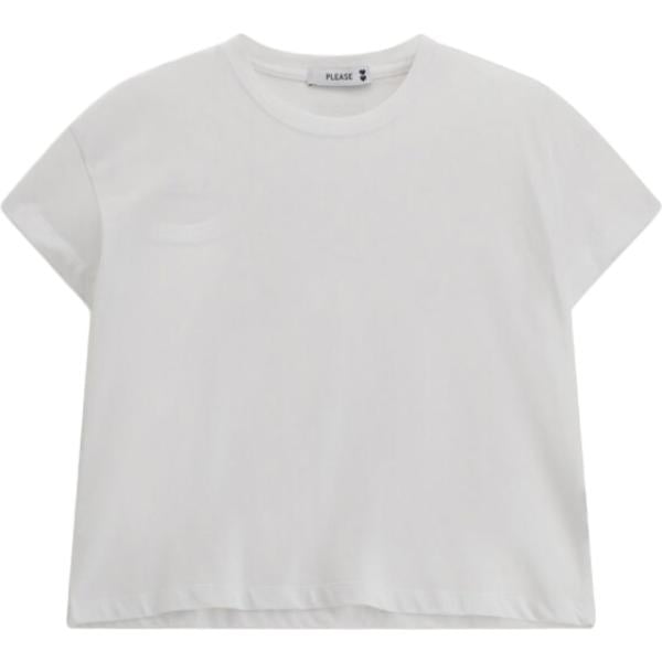 t-shirt Please bianco tinta unita