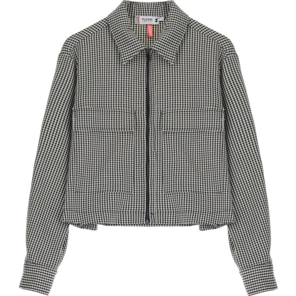 blazer Please grigio con stampe