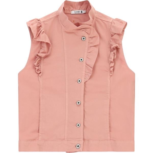 Camicia a maniche corte da donna con ruches senza maniche Please