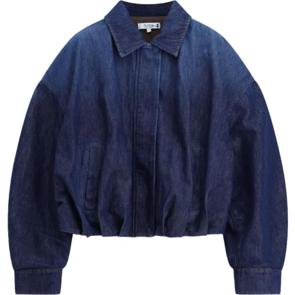 Bomber da donna in blu scuro collo classico corto con zip Please
