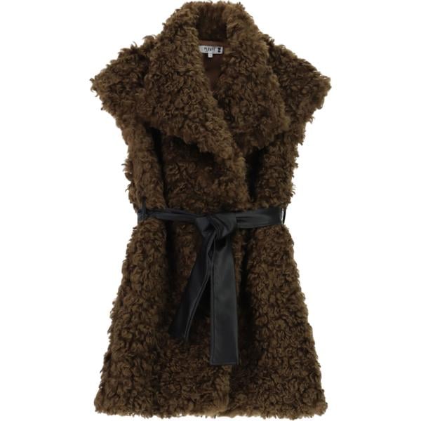 Gilet da donna in marrone scuro con cintura Please