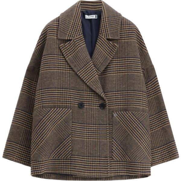 Giacca da donna in marrone scuro a quadri Please