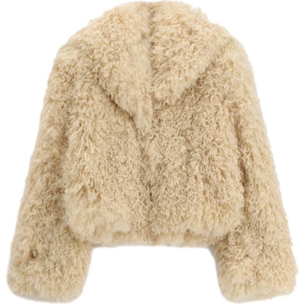 Ecopelliccia da donna in bianco avorio corto a maniche lunghe Please