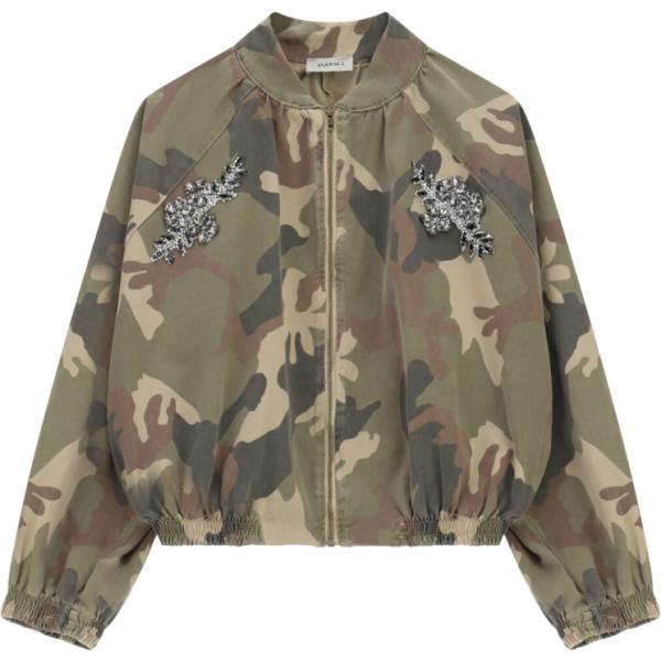 bomber Please verde con stampe