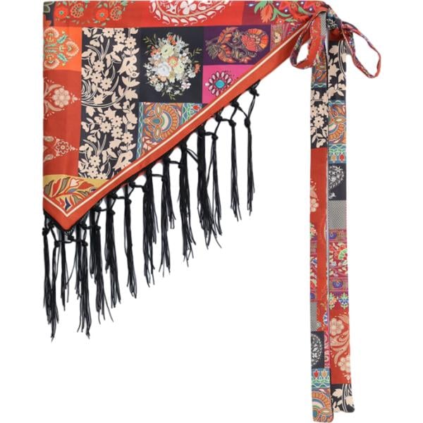 Cintura da donna in arancione scuro geometrica con frange lungo Dixie Dixie