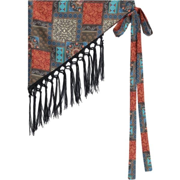 Cintura da donna in azzurro geometrica con frange lungo Dixie