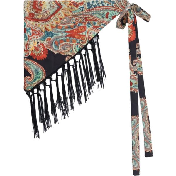 Cintura da donna in nero pece geometrica con frange lungo Dixie Dixie