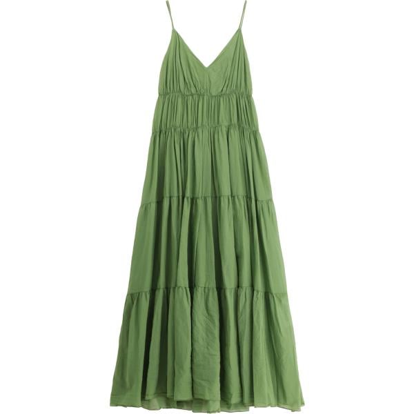 vestito lungo da donna in verde oliva con spalline lungo Dixie
