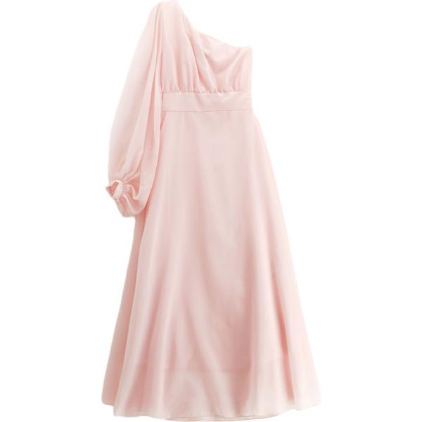 vestito lungo da donna in rosa chiaro con scollo lungo a maniche lunghe Dixie