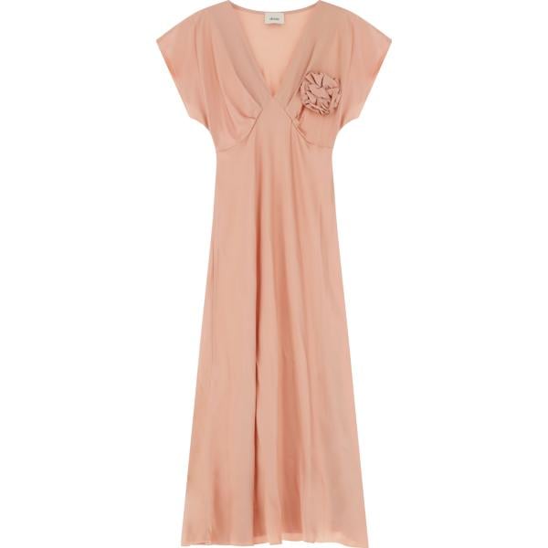 vestito da donna in marrone chiaro a fiori collo a v a maniche corte Dixie