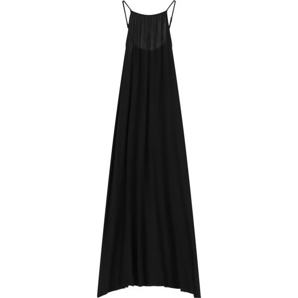 Vestito lungo da donna in nero pece con spalline lungo Dixie