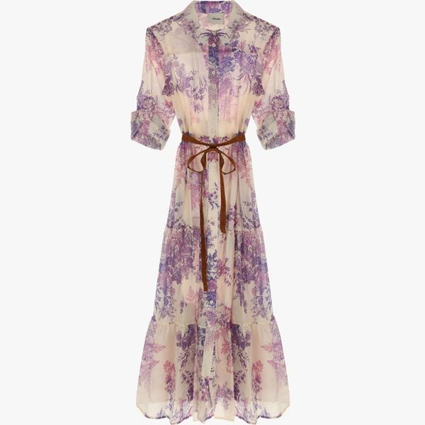 vestiti midi/longuette Dixie marrone a fiori