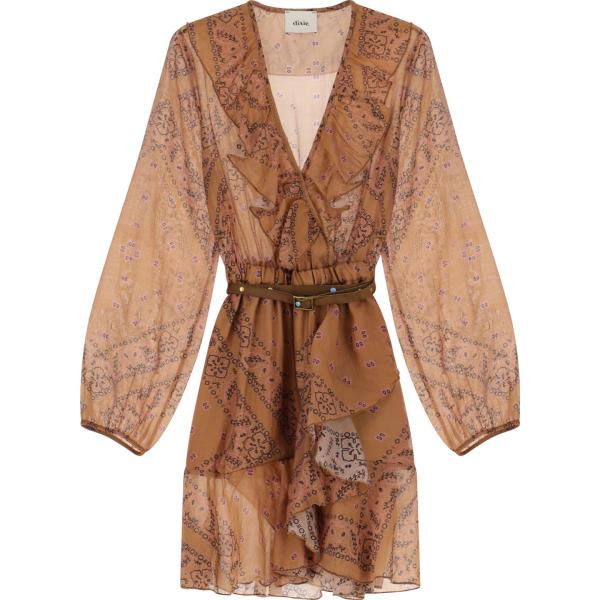 vestiti corti Dixie marrone con stampe