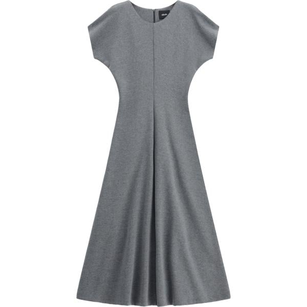 Vestito longuette/midi da donna in grigio scuro a maniche corte con zip Dixie