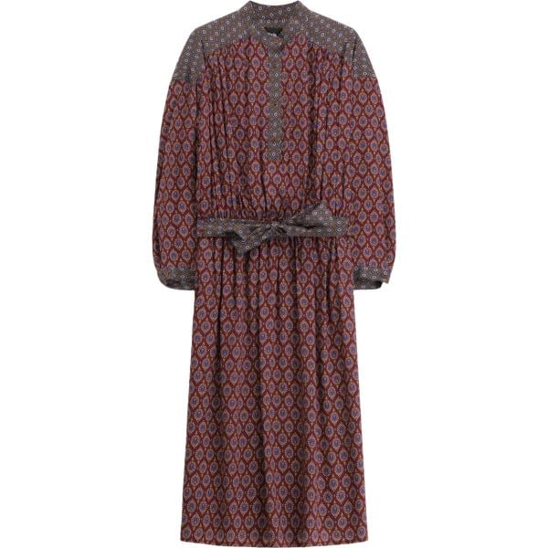 Vestito longuette/midi da donna in marrone scuro a maniche lunghe con cintura Dixie
