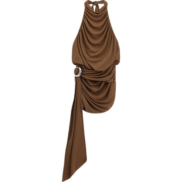 Vestito corto da donna in marrone scuro con scollo corto senza maniche Dixie
