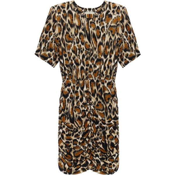 Vestito corto da donna in nero pece animalier corto a maniche corte Dixie