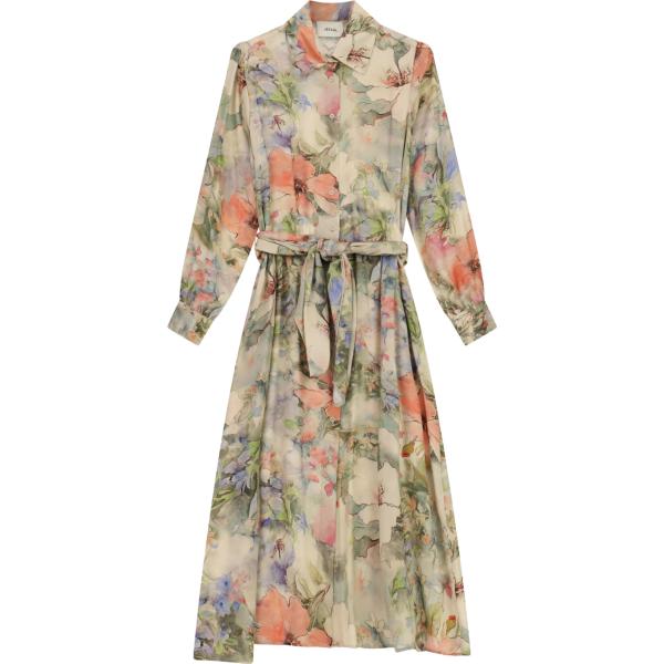 vestiti midi/longuette Dixie marrone con stampe