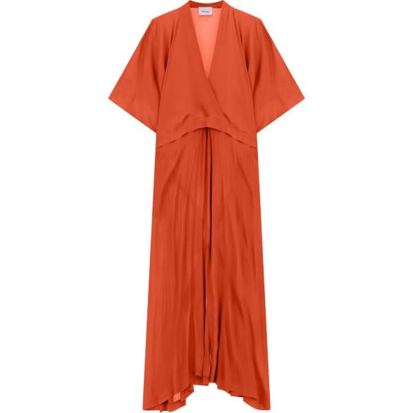 Vestito lungo da donna in rosso classico collo a v lungo con cintura Dixie