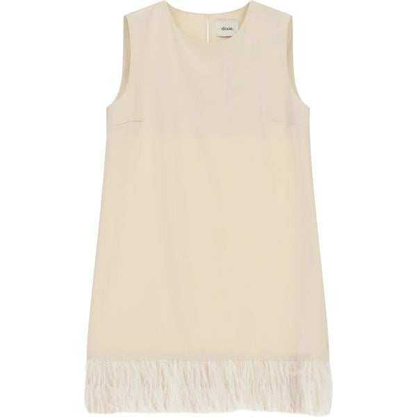 Vestito corto da donna in bianco avorio girocollo corto senza maniche Dixie