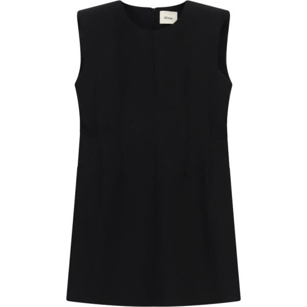 Vestito corto da donna in nero pece corto senza maniche con zip Dixie