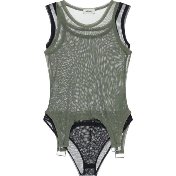 corpo da donna in grigio scuro con spalline Dixie