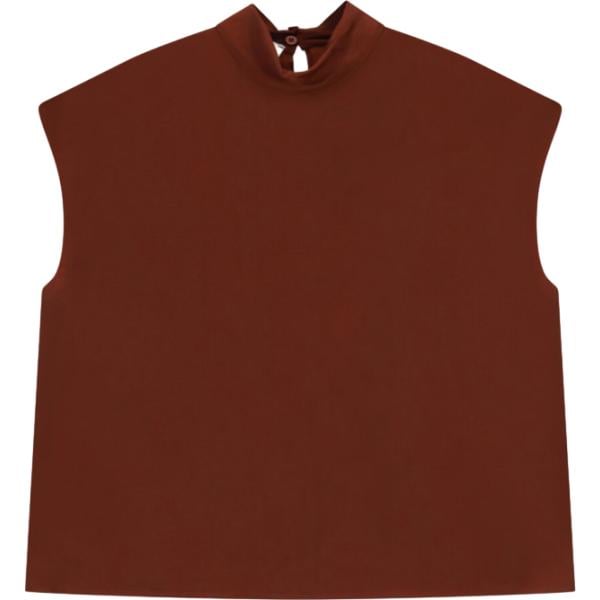 Top da donna in rosso classico collo alto senza maniche Dixie