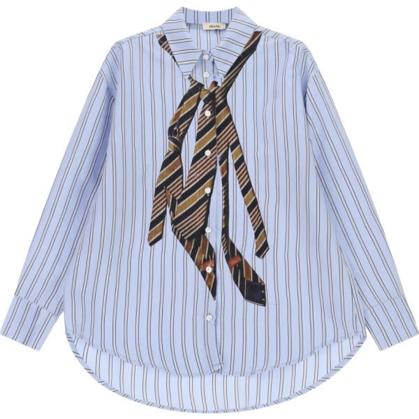 Camicia da donna in grigio chiaro a righe collo classico a maniche lunghe con bottoni Dixie