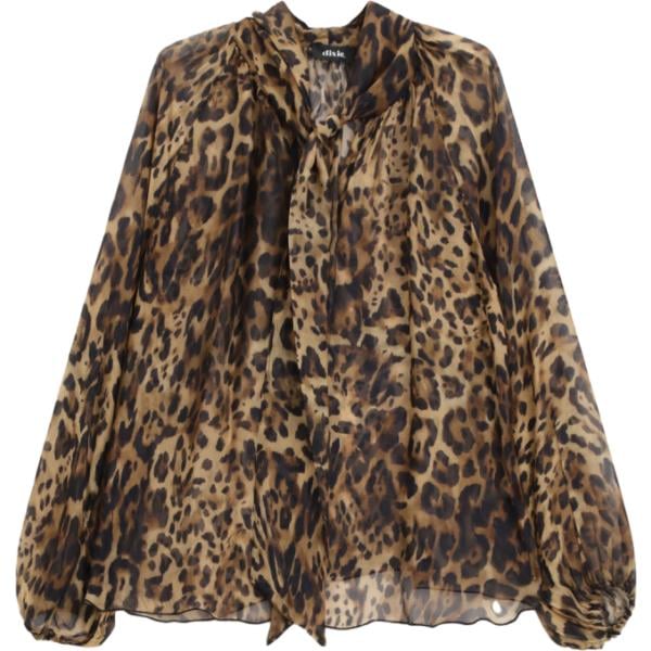 Blusa da donna animalier con fiocco a maniche lunghe Dixie