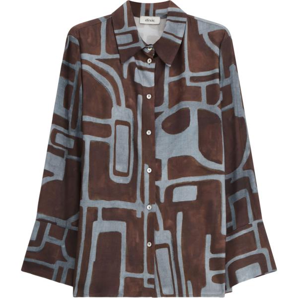 camicie Dixie marrone con stampe