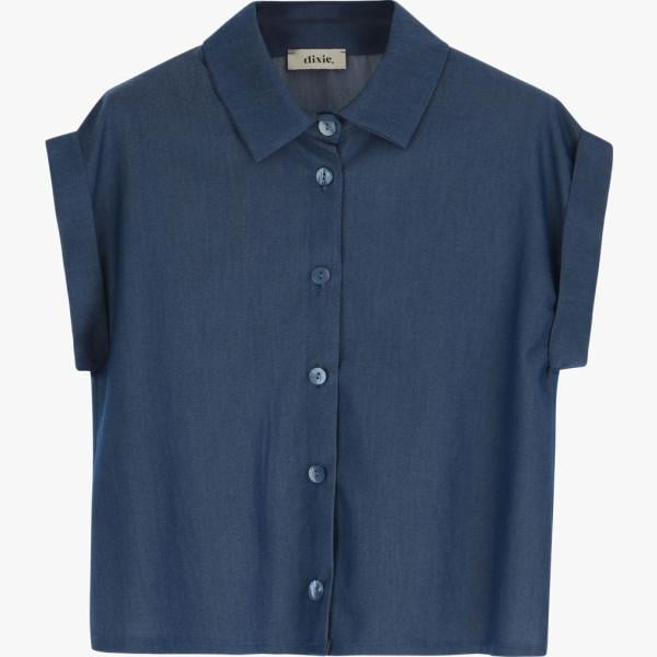 camicie a manica corta Dixie blu tinta unita