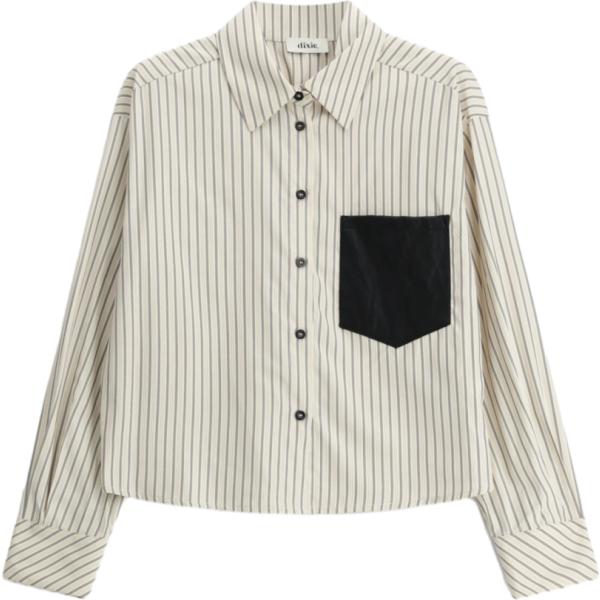 Camicia da donna in bianco avorio a righe a maniche lunghe Dixie