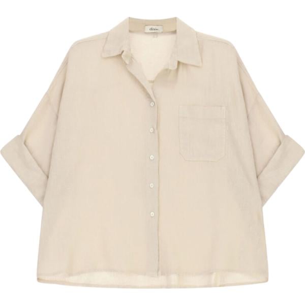 Camicia da donna in beige sabbia collo classico Dixie
