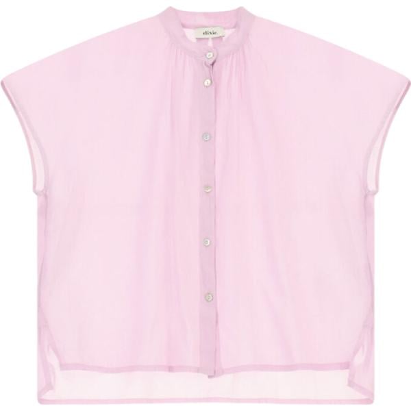 Camicia a maniche corte da donna in rosa chiaro collo coreana a maniche corte Dixie