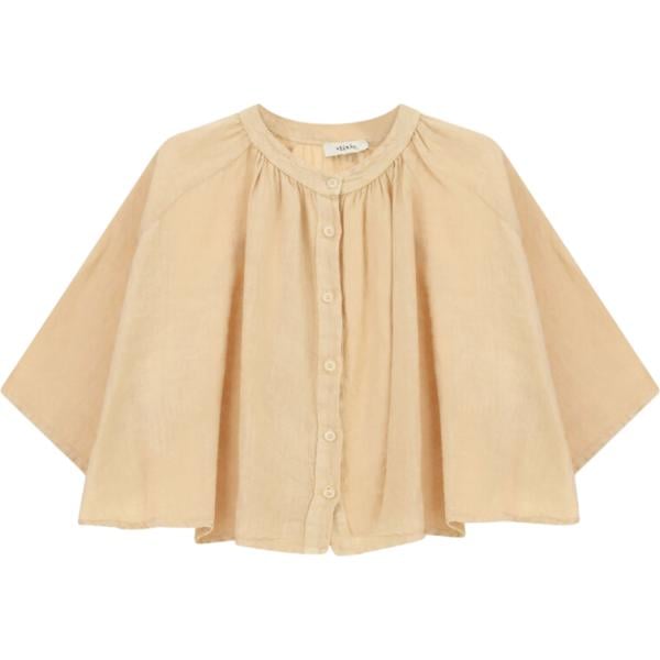 Camicia a maniche corte da donna in beige sabbia corto a maniche corte con bottoni Dixie