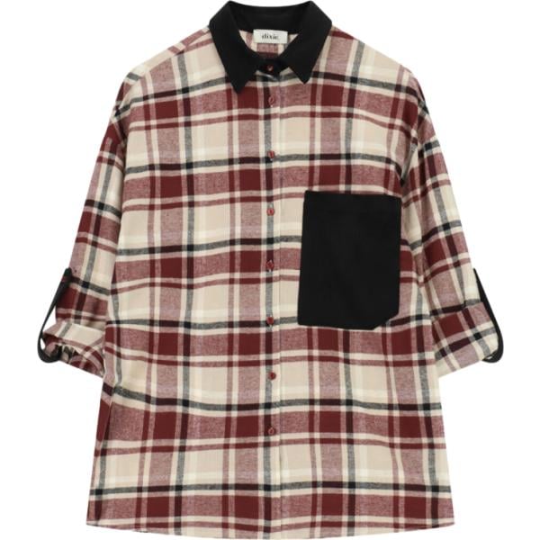 Camicia da donna a quadri maxi con bottoni Dixie