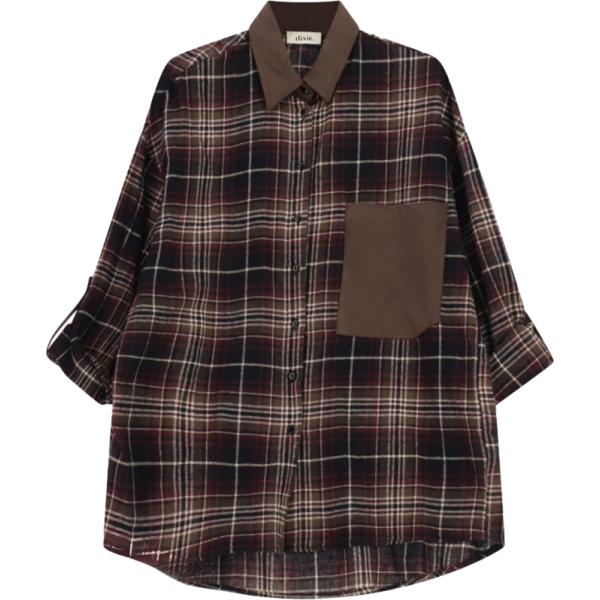 Camicia da donna in nero pece a quadri maxi con bottoni Dixie