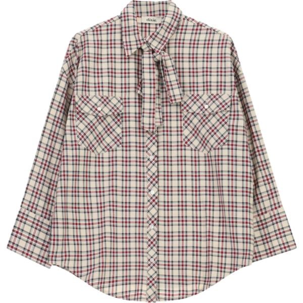 Camicia da donna in viola chiaro a quadri con fiocco Dixie