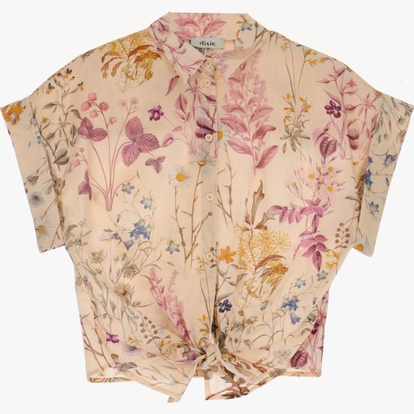 camicie a manica corta Dixie marrone a fiori
