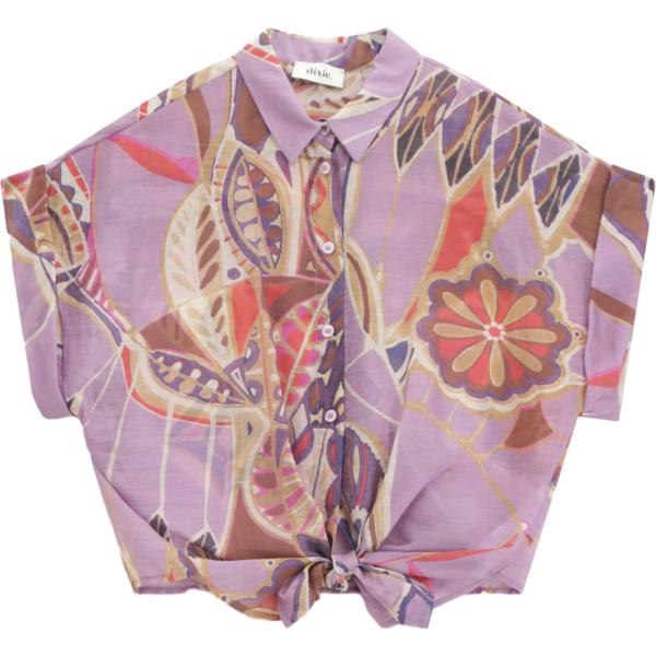 camicie a manica corta Dixie rosa con stampe