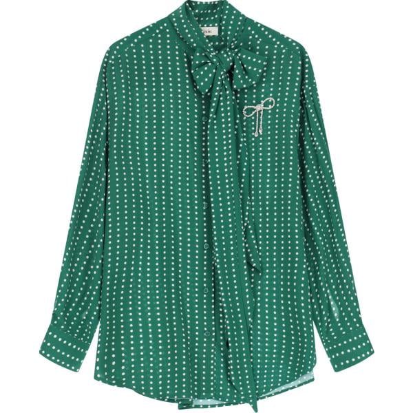 camicie Dixie verde a pois
