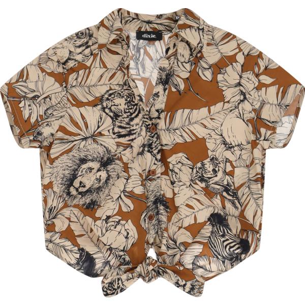 camicie a manica corta Dixie marrone con stampe